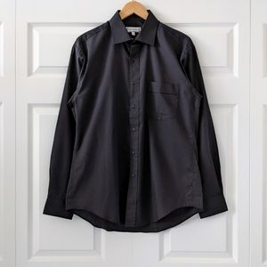 Yves Saint Laurent Black Tonal Stripe Button Down Long Sleeve Shirt | 16 34-35